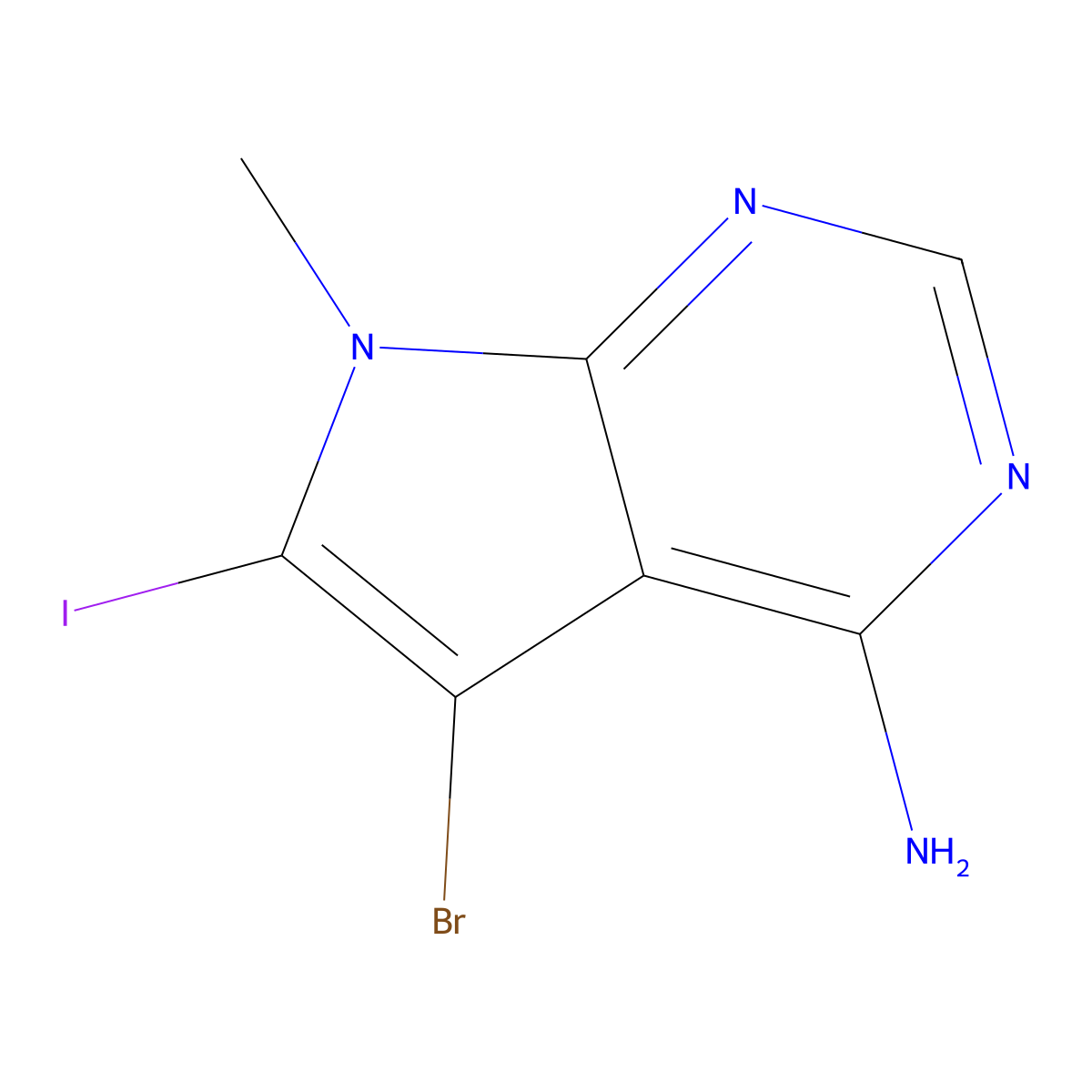 5-Bromo-6-iodo-7-methyl-pyrrolo[2,3-d]pyrimidin-4-amine molecular structure, CAS 2549186-23-2