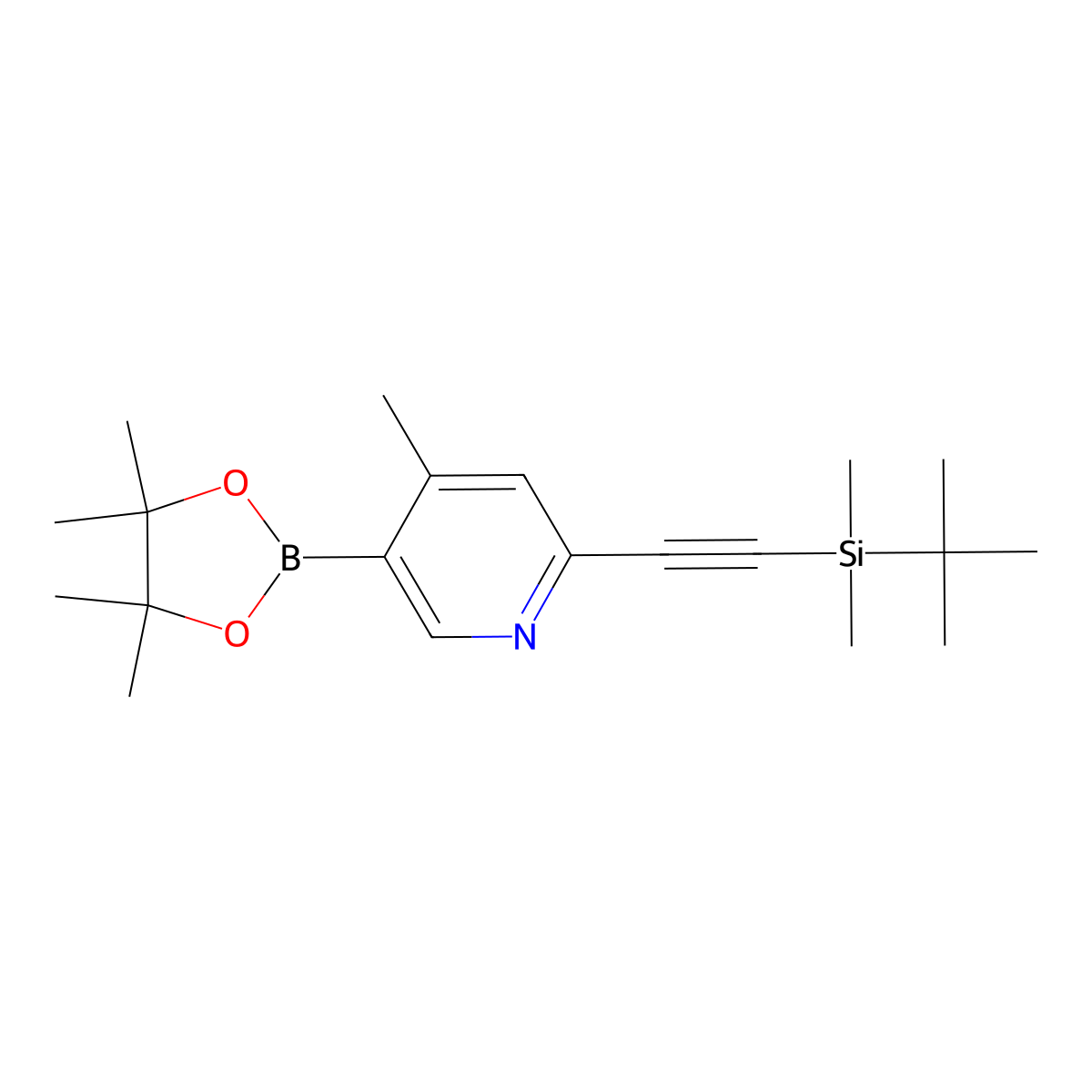 2-((tert-Butyldimethylsilyl)ethynyl)-4-methyl-5-(4,4,5,5-tetramethyl-1,3,2-dioxaborolan-2-yl)pyridine molecular structure, CAS 2549187-24-6