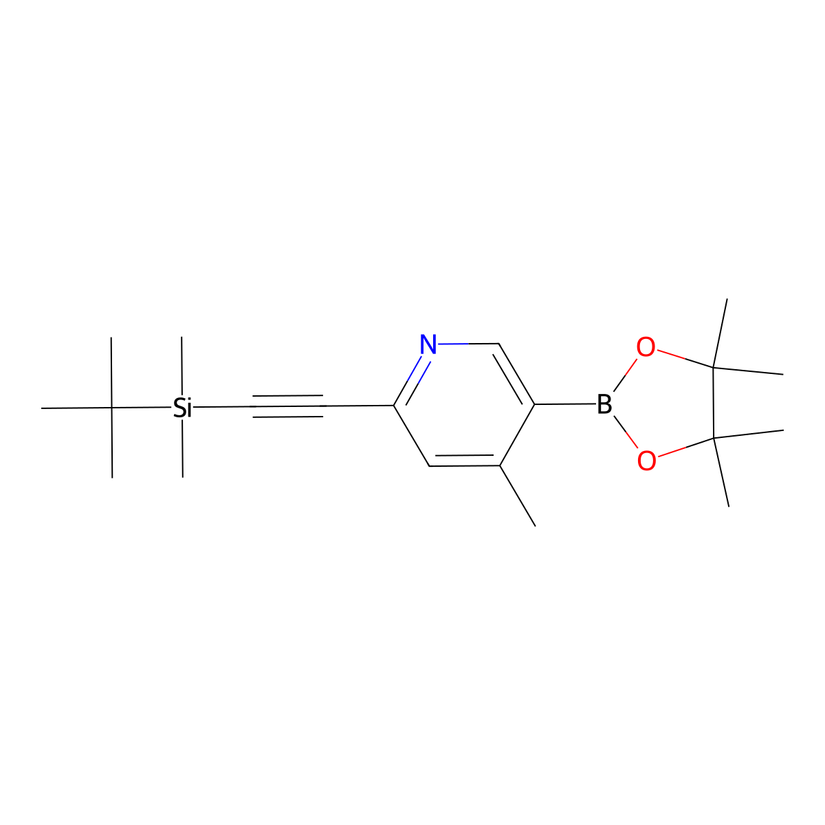 2-((tert-Butyldimethylsilyl)ethynyl)-4-methyl-5-(4,4,5,5-tetramethyl-1,3,2-dioxaborolan-2-yl)pyridine molecular structure, CAS 2549187-24-6