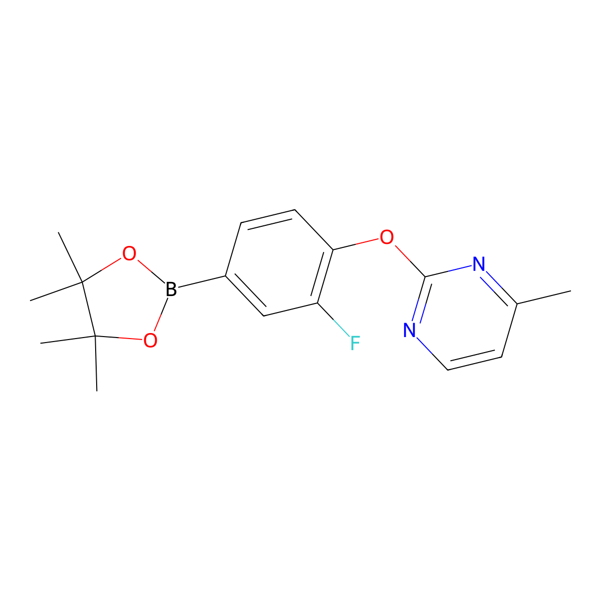 2-(2-Fluoro-4-(4,4,5,5-tetramethyl-1,3,2-dioxaborolan-2-yl)phenoxy)-4-methylpyrimidine molecular structure, CAS 2549188-28-3