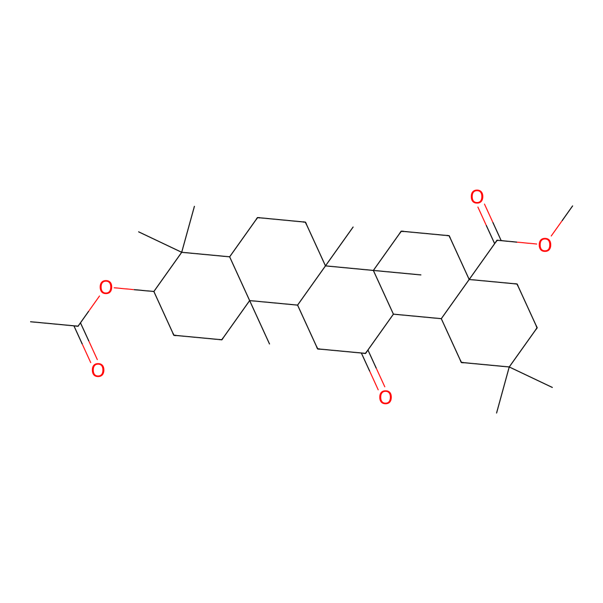 (4aS,6aR,6bR,10S,12aR,14aR,14bR)-methyl 10-acetoxy-2,2,6a,6b,9,9,12a-heptamethyl-14-oxo-docosahydropicene-4a-carboxylate molecular structure, CAS 25493-94-1