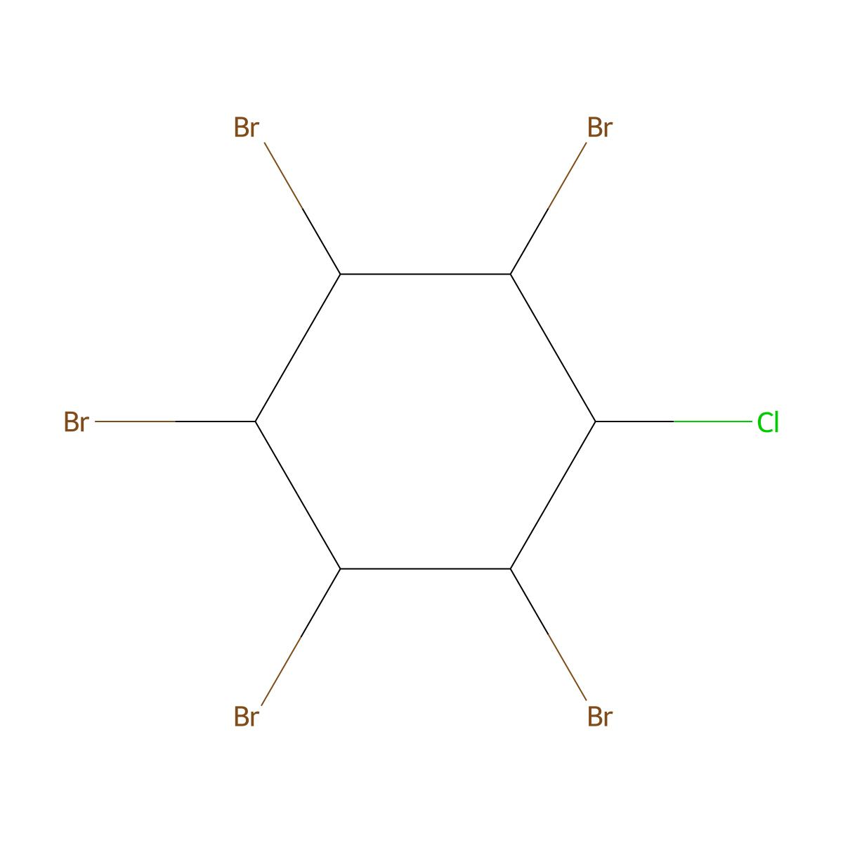 1,2,3,4,5-Pentabromo-6-chlorocyclohexane molecular structure, CAS 25495-99-2