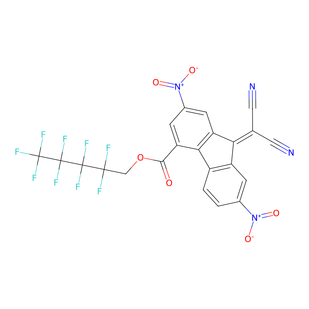 2,2,3,3,4,4,5,5,5-nonafluoropentyl 9-(dicyanomethylidene)-2,7-dinitro-9H-fluorene-4-carboxylate molecular structure, CAS 254973-33-6