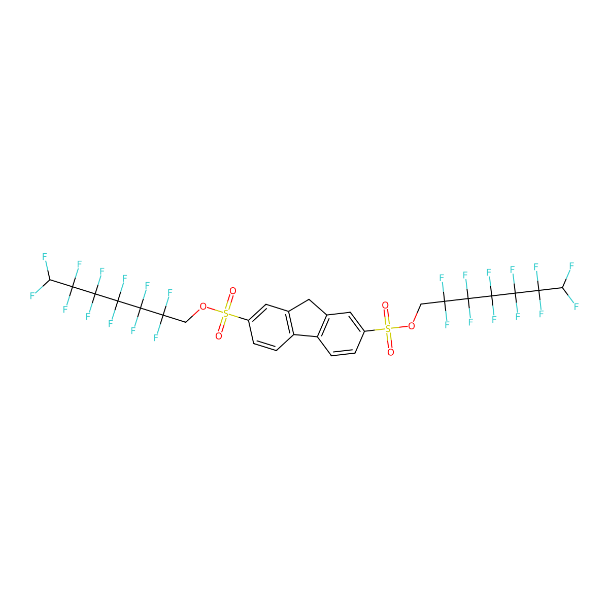 di(2,2,3,3,4,4,5,5,6,6,7,7-dodecafluoroheptyl) 9H-fluorene-2,7-disulphonate molecular structure, CAS 254973-46-1