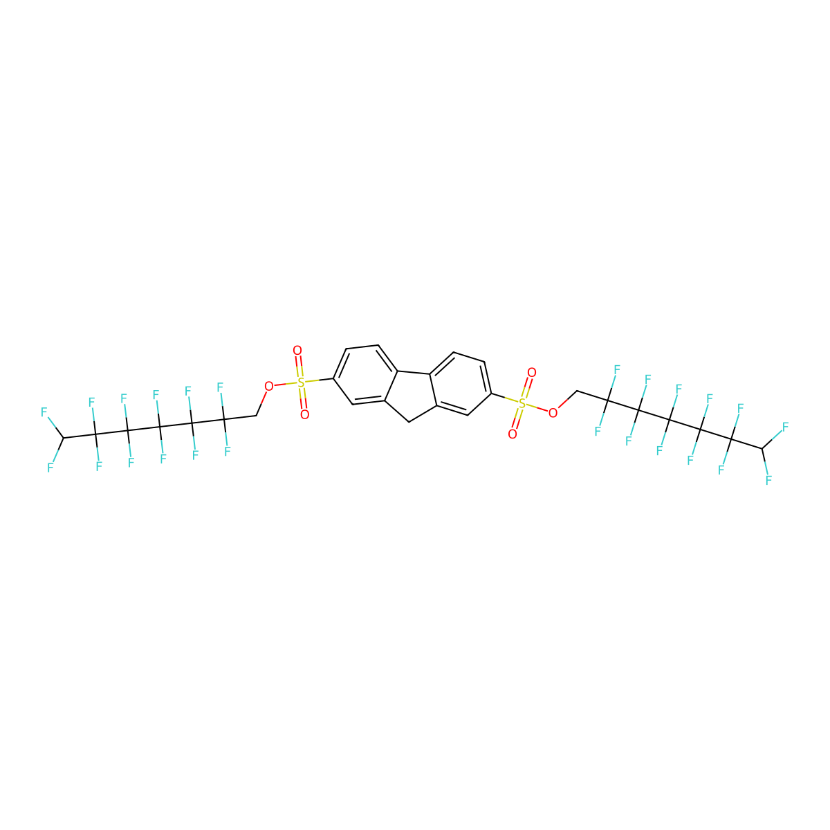 di(2,2,3,3,4,4,5,5,6,6,7,7-dodecafluoroheptyl) 9H-fluorene-2,7-disulphonate molecular structure, CAS 254973-46-1