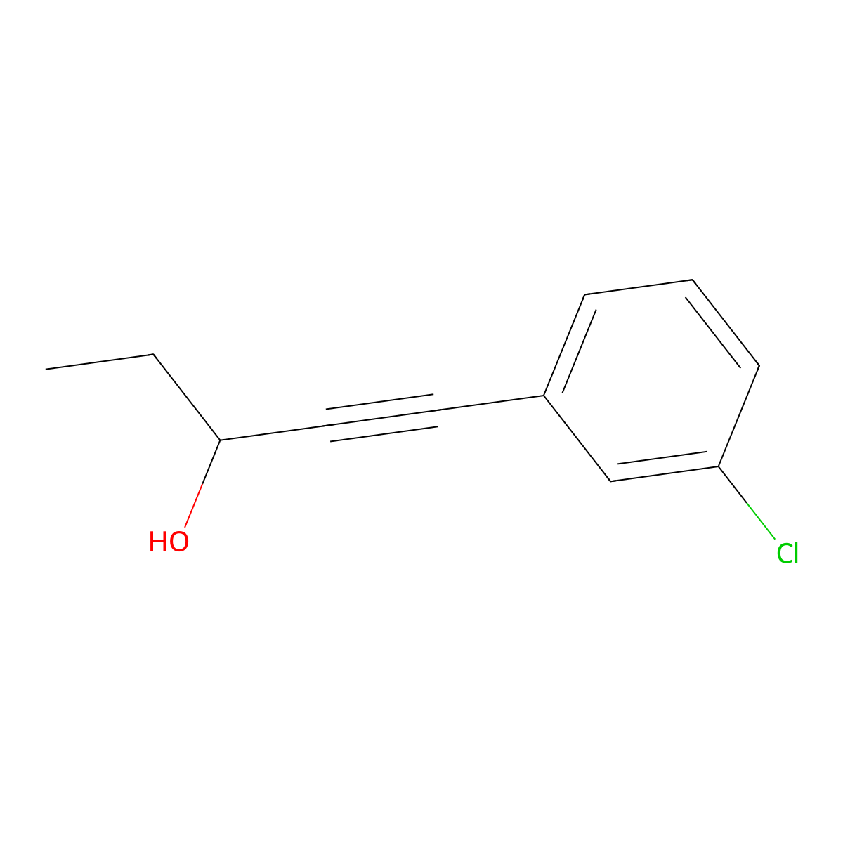 1-(3-Chlorophenyl)-1-pentyn-3-ol molecular structure, CAS 2549774-33-4