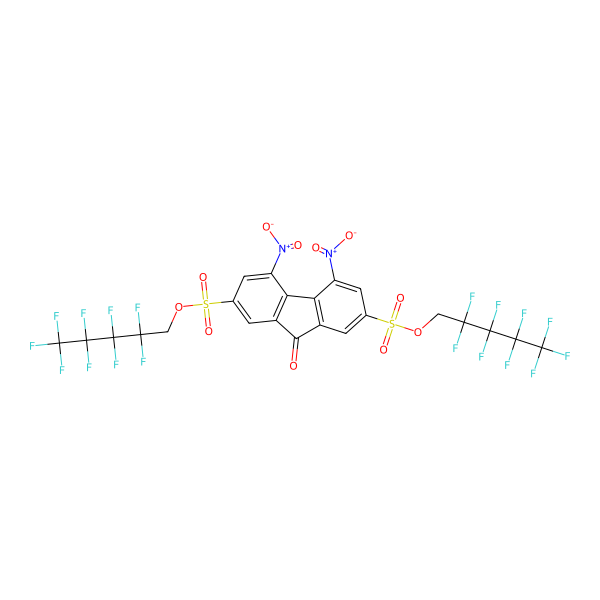 di(2,2,3,3,4,4,5,5,5-nonafluoropentyl) 4,5-dinitro-9-oxo-9H-2,7-fluorenedisulphonate molecular structure, CAS 254980-69-3