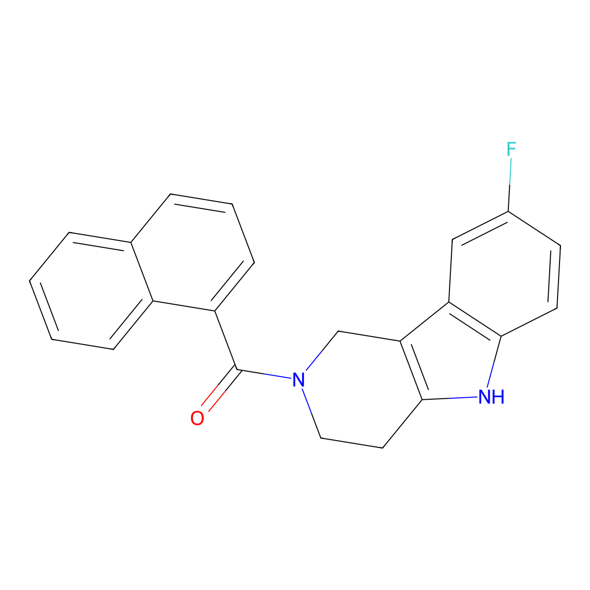 (8-Fluoro-1,3,4,5-tetrahydropyrido[4,3-b]indol-2-yl)-naphthalen-1-ylmethanone molecular structure, CAS 254980-80-8