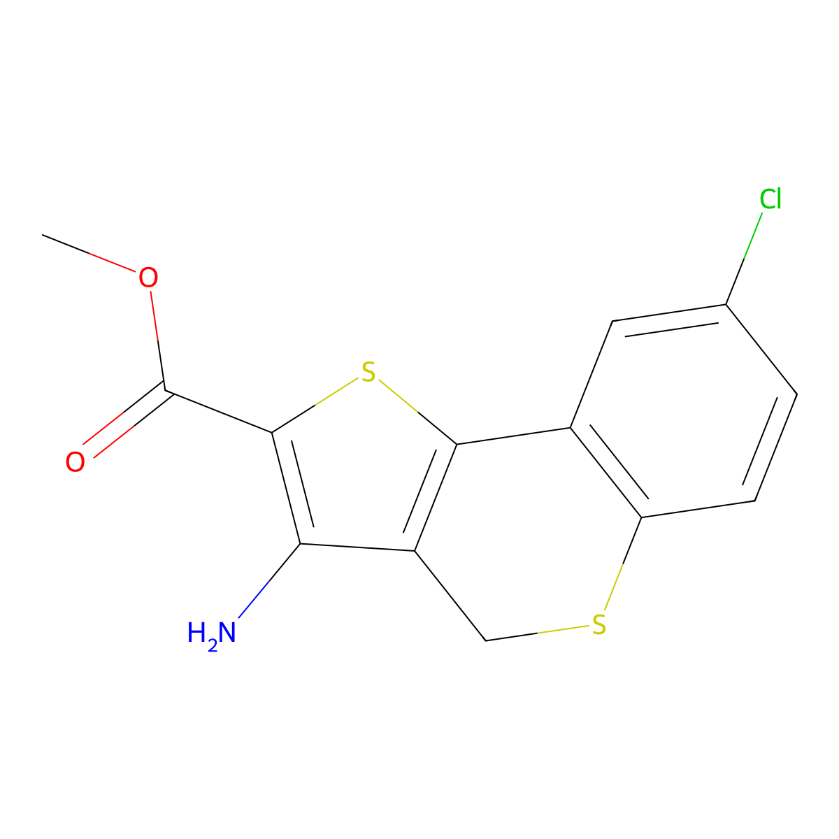 methyl 3-amino-8-chloro-4H-thieno[3,2-c]thiochromene-2-carboxylate molecular structure, CAS 254982-11-1