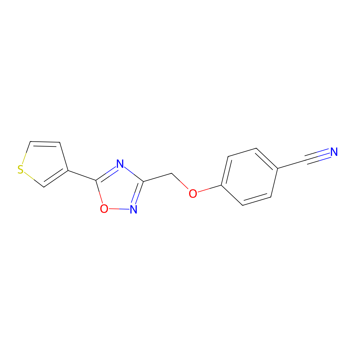 4-[(5-Thiophen-3-yl-1,2,4-oxadiazol-3-yl)methoxy]benzonitrile molecular structure, CAS 254982-24-6