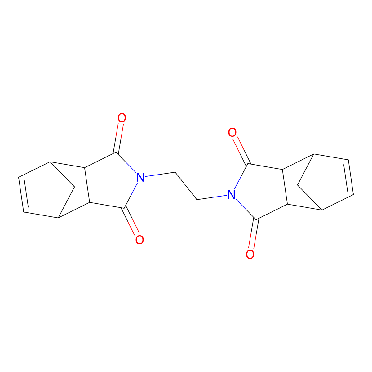 4,7-Methano-1H-isoindole-1,3(2H)-dione, 2,2'-(1,2-ethanediyl)bis(3a,4,7,7a-tetrahydro- molecular structure, CAS 25502-52-7