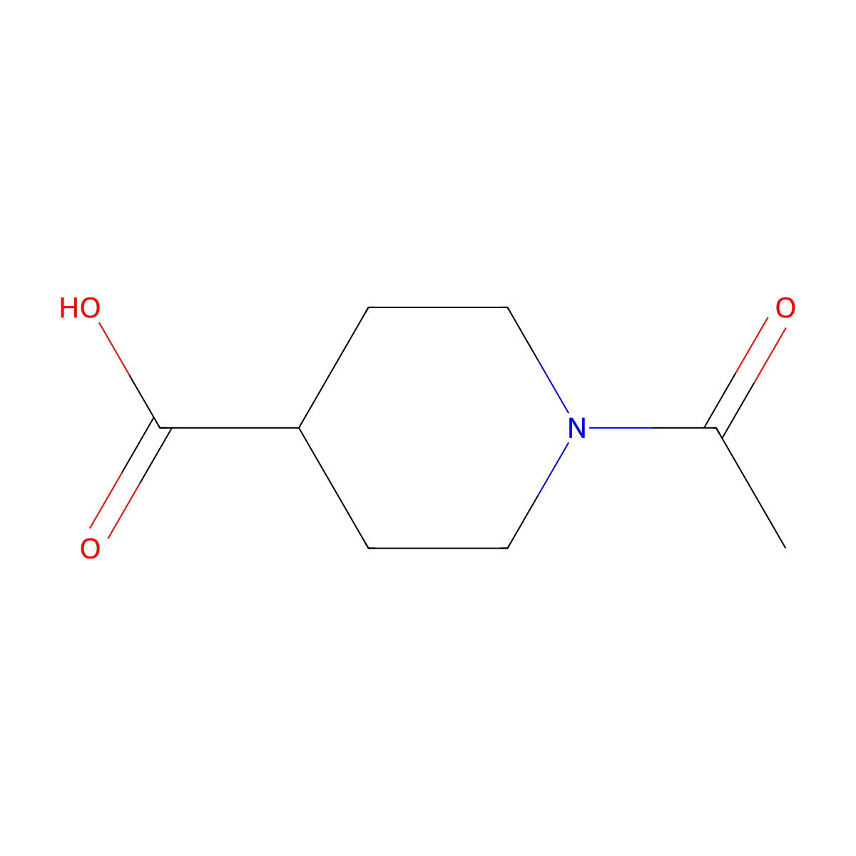 1-Acetylpiperidine-4-carboxylic acid molecular structure, CAS 25503-90-6