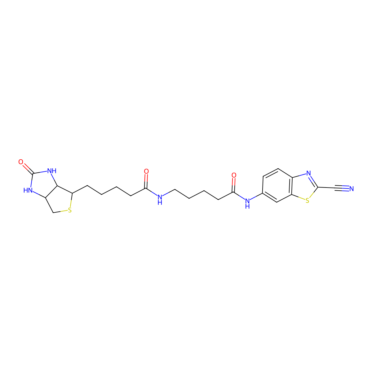 N-(5-((2-Cyano-6-benZothiaZolyl)amino)-5-oxopentyl)-biotin (Biotin-Pen-CBT) molecular structure, CAS 2550397-17-4