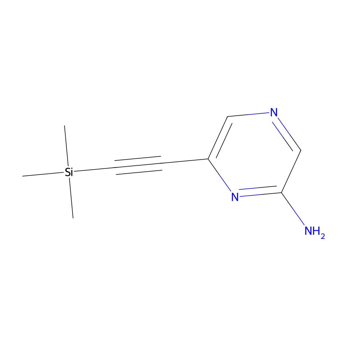 6-((Trimethylsilyl)ethynyl)pyrazin-2-amine molecular structure, CAS 2550405-04-2