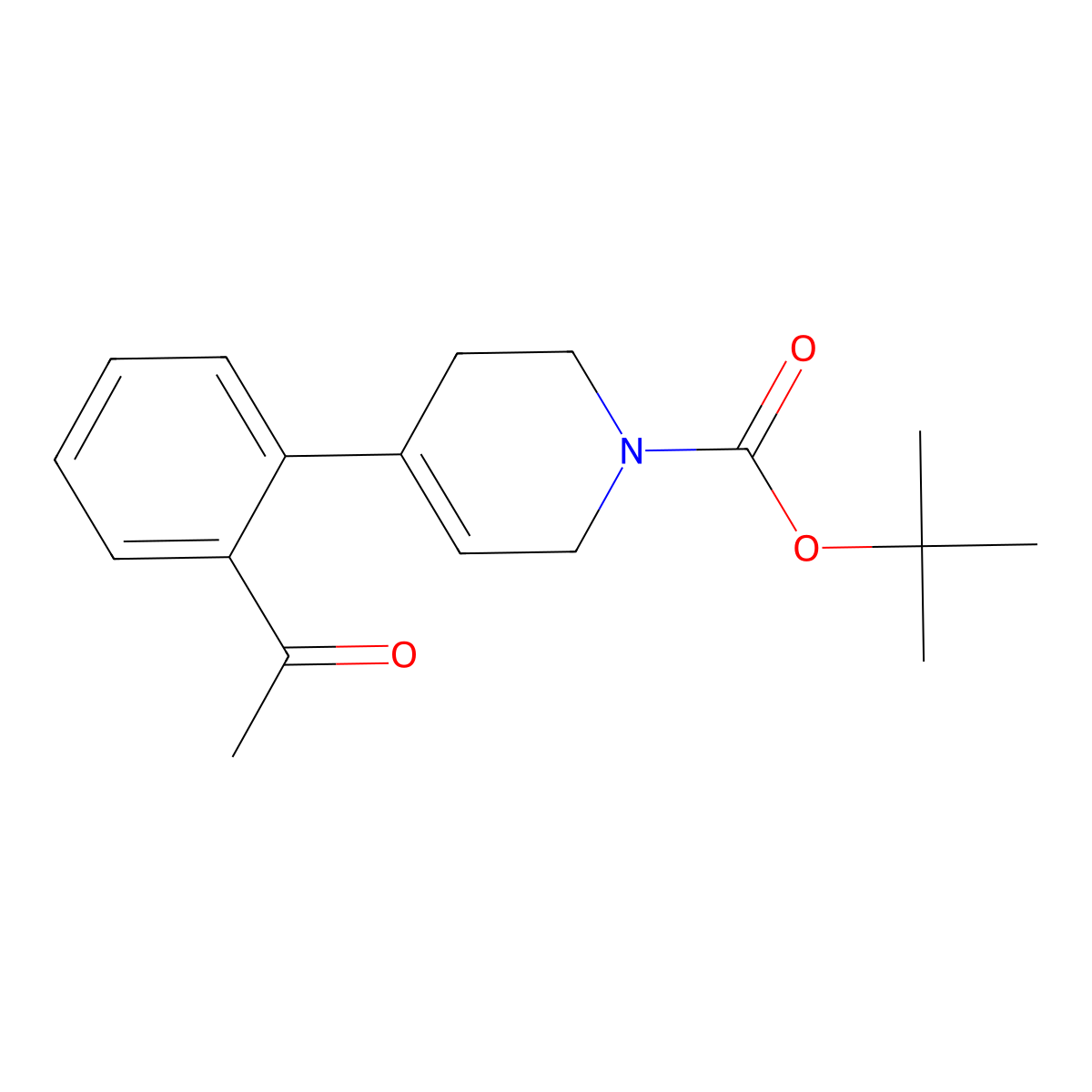 tert-butyl 4-(2-acetylphenyl)-3,6-dihydro-2H-pyridine-1-carboxylate molecular structure, CAS 255050-90-9