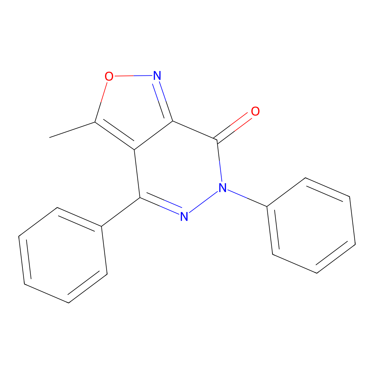 Isoxazolo(3,4-d)pyridazin-7(6H)-one, 4,6-diphenyl-3-methyl- molecular structure, CAS 25506-01-8