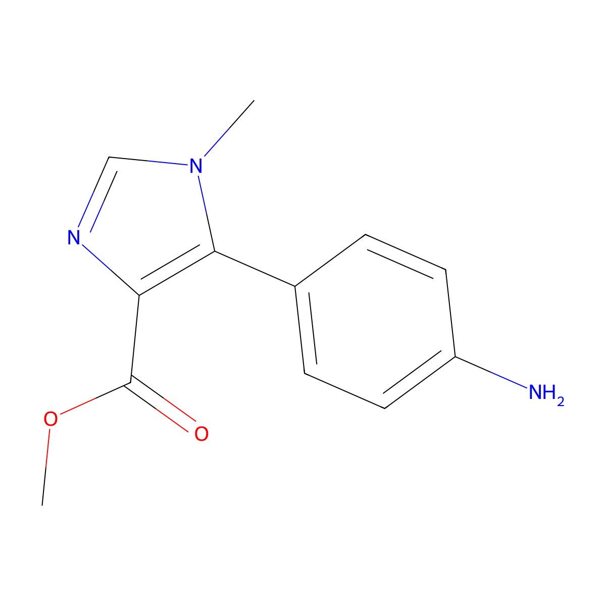 Methyl 5-(4-aminophenyl)-1-methyl-1H-imidazole-4-carboxylate molecular structure, CAS 2550682-47-6