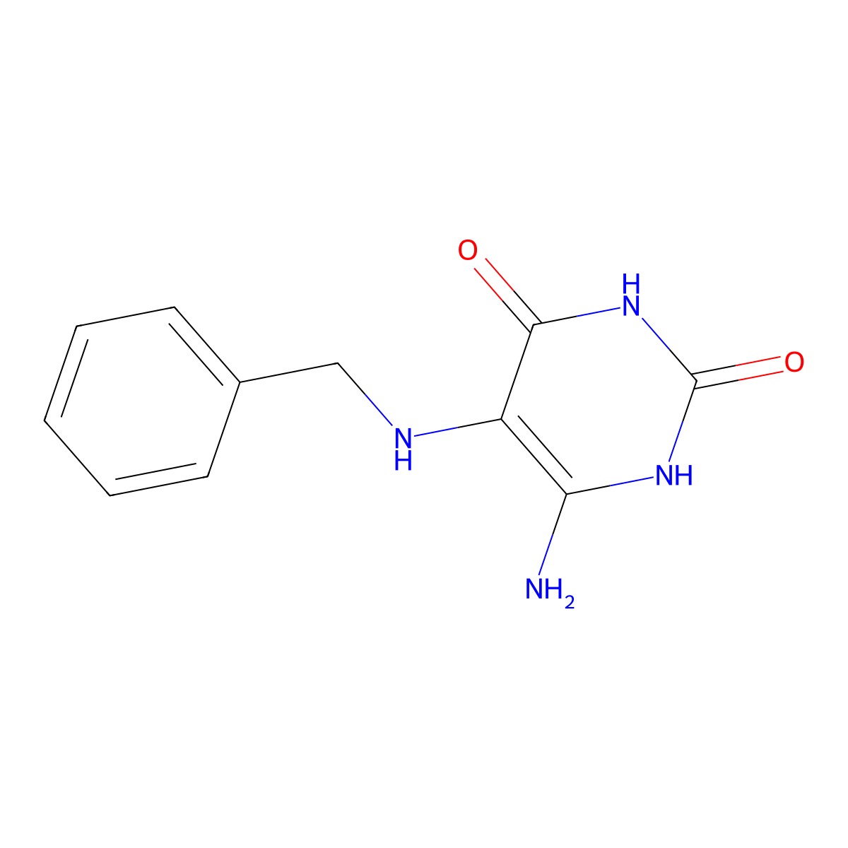 6-Amino-5-(benzylamino)-1,2,3,4-tetrahydropyrimidine-2,4-dione molecular structure, CAS 25507-29-3