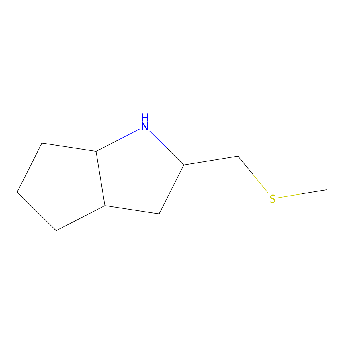(2S,3aS,6aS)-2-[(methylsulfanyl)methyl]-octahydrocyclopenta[b]pyrrole molecular structure, CAS 2550996-52-4