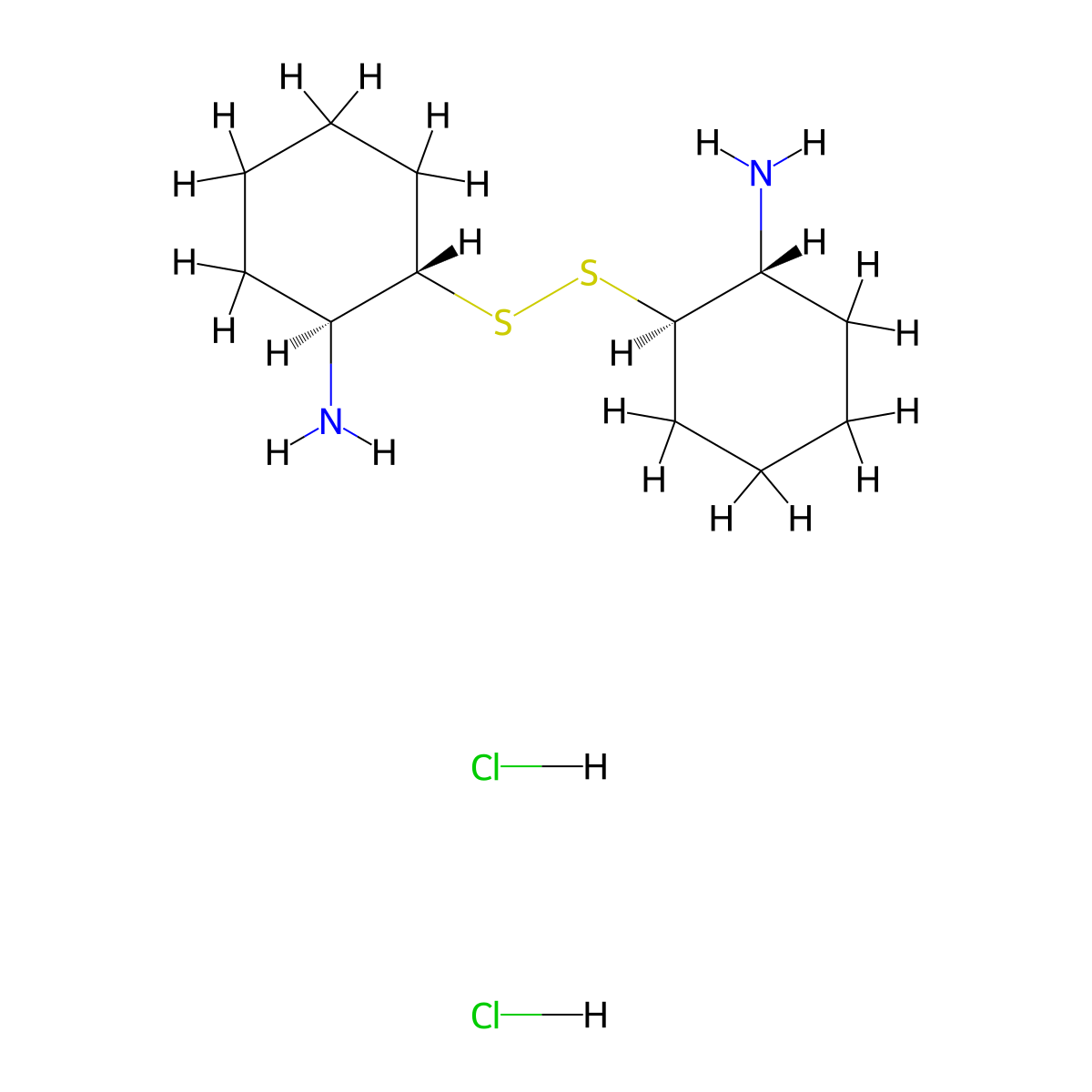 (1S,2S)-2-[[(1R,2R)-2-Aminocyclohexyl]disulfanyl]cyclohexan-1-amine;dihydrochloride molecular structure, CAS 2550996-55-7