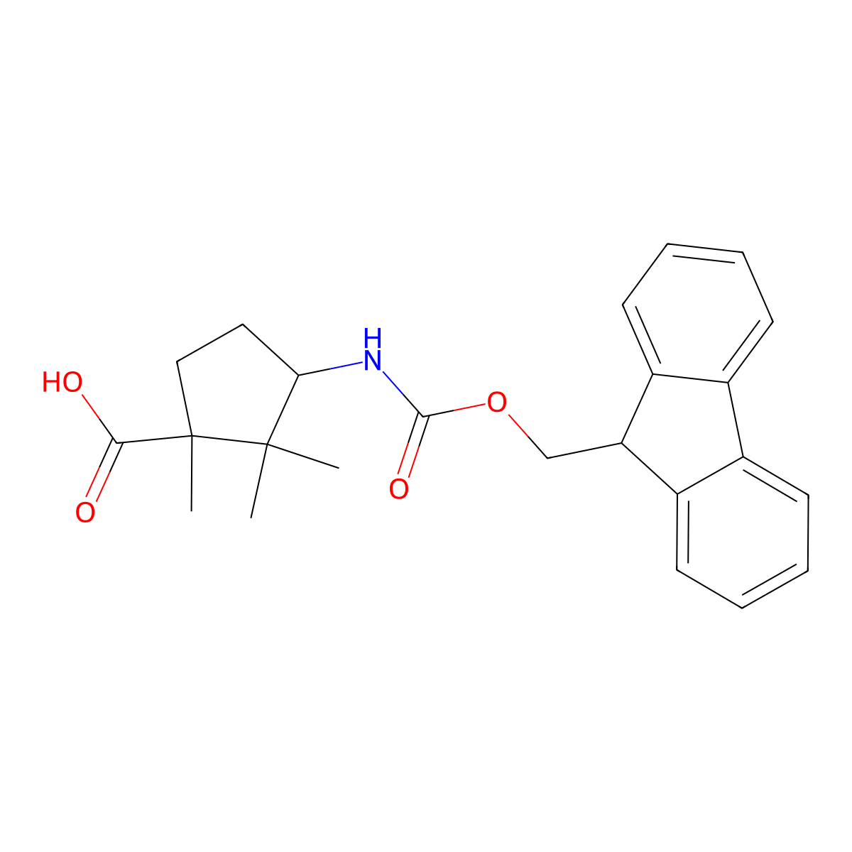 (1R,3S)-3-(9H-Fluoren-9-ylmethoxycarbonylamino)-1,2,2-trimethylcyclopentane-1-carboxylic acid molecular structure, CAS 2550996-56-8