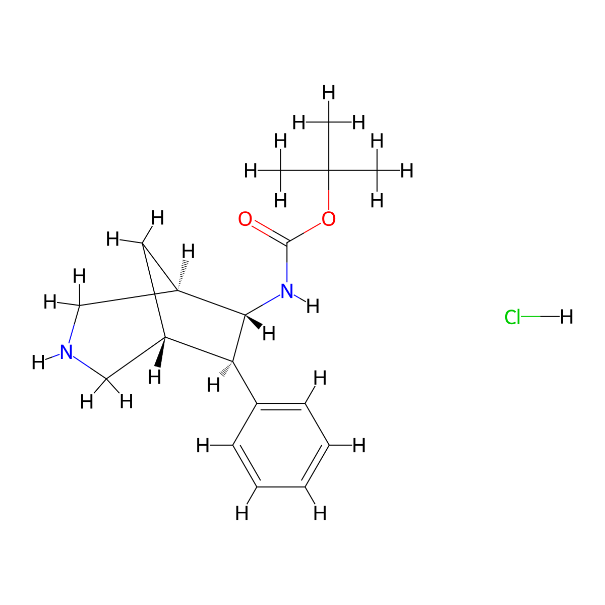 rac-tert-butylN-[(1R,5R,6R,7R)-7-phenyl-3-azabicyclo[3.2.1]octan-6-yl]carbamatehydrochloride molecular structure, CAS 2550996-58-0