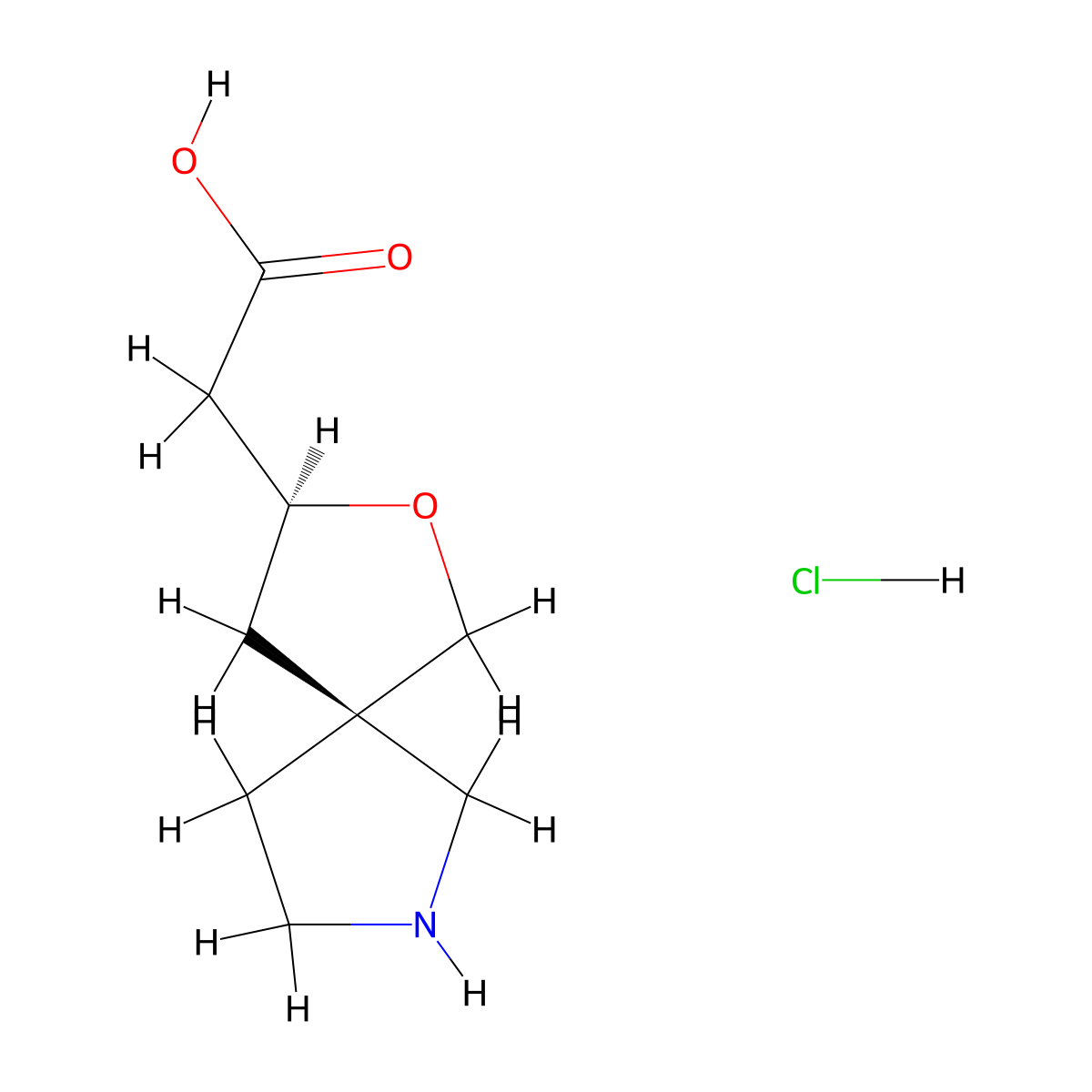 2-[(3S,5R)-2-Oxa-7-azaspiro[4.4]nonan-3-yl]acetic acid;hydrochloride molecular structure, CAS 2550996-60-4