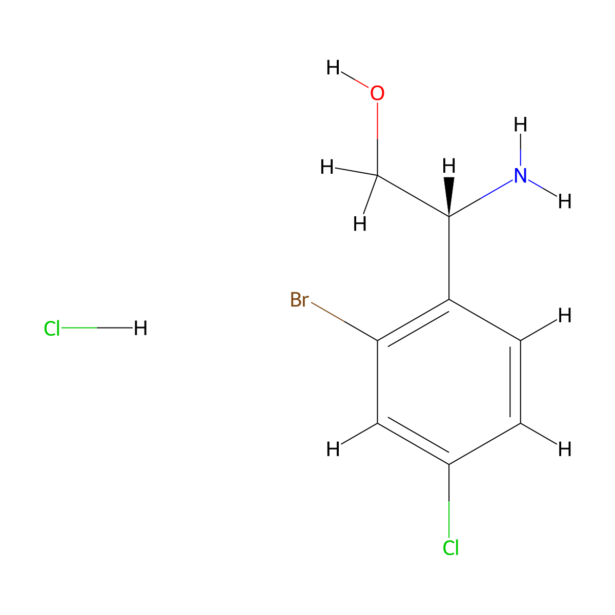(2r)-2-Amino-2-(2-bromo-4-chlorophenyl)ethan-1-ol hydrochloride molecular structure, CAS 2550996-62-6