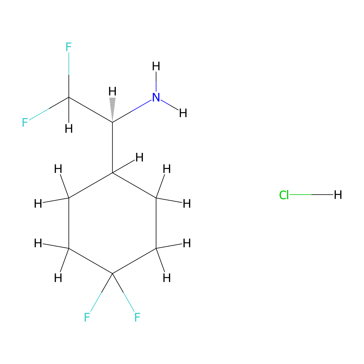 (1S)-1-(4,4-Difluorocyclohexyl)-2,2-difluoroethanamine;hydrochloride molecular structure, CAS 2550996-63-7
