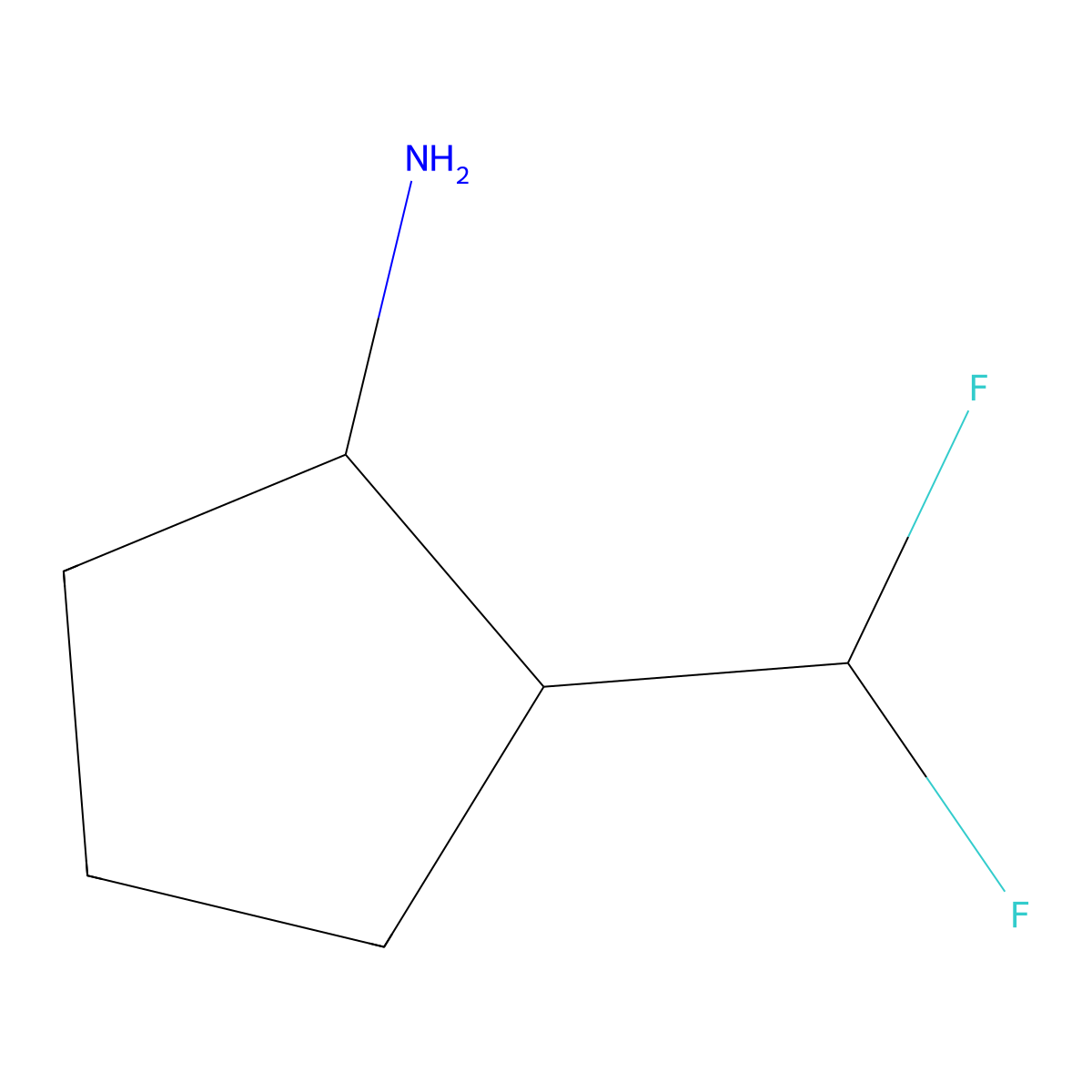 rac-(1R,2R)-2-(difluoromethyl)cyclopentan-1-amine molecular structure, CAS 2550996-64-8