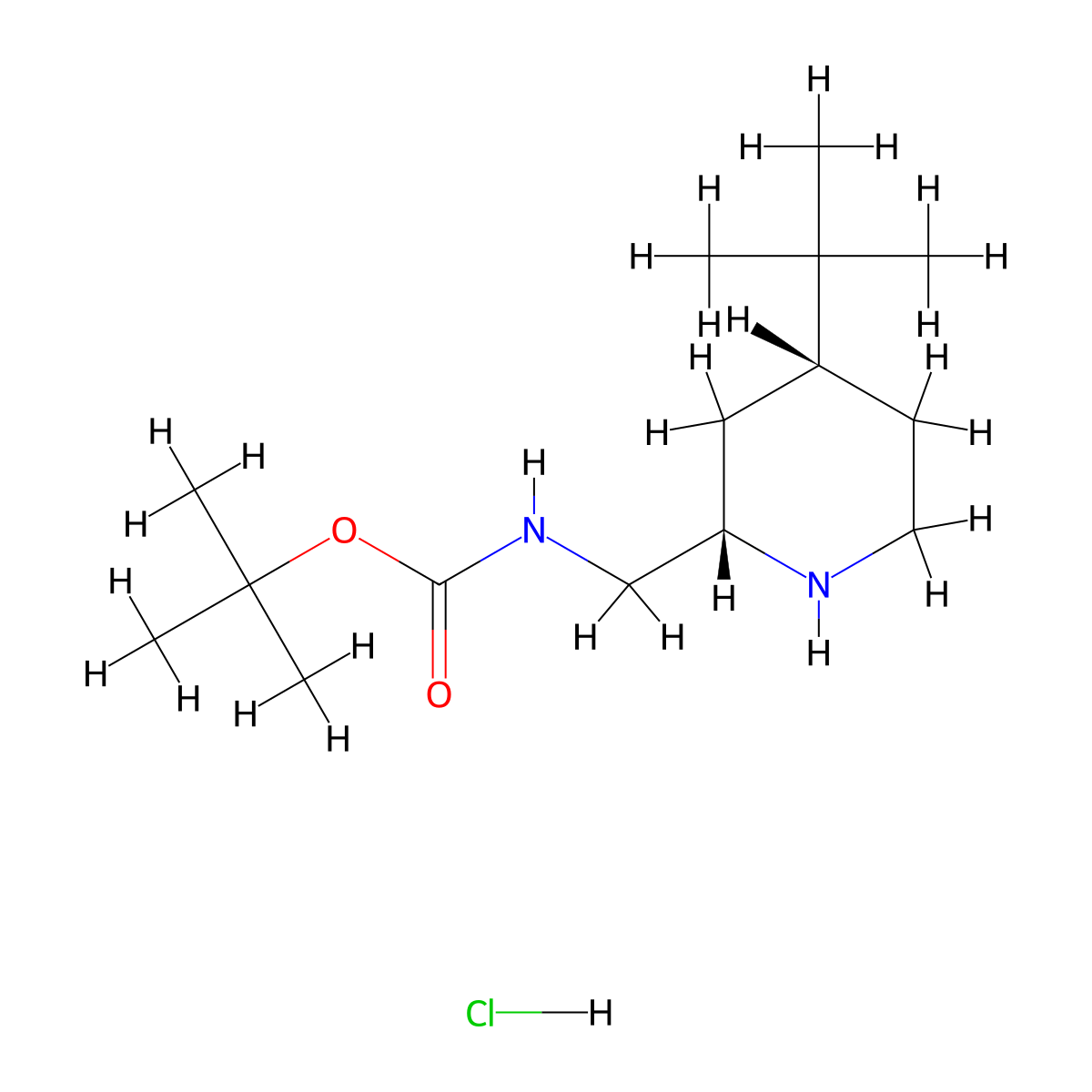 rac-tert-butyl N-{[(2R,4S)-4-tert-butylpiperidin-2-yl]methyl}carbamate hydrochloride molecular structure, CAS 2550996-95-5