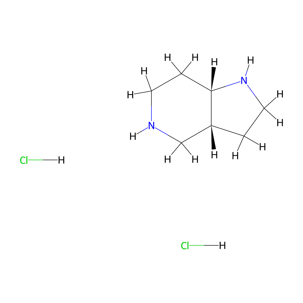 rac-(3aR,7aS)-octahydro-1H-pyrrolo[3,2-c]pyridine dihydrochloride molecular structure, CAS 2550997-00-5