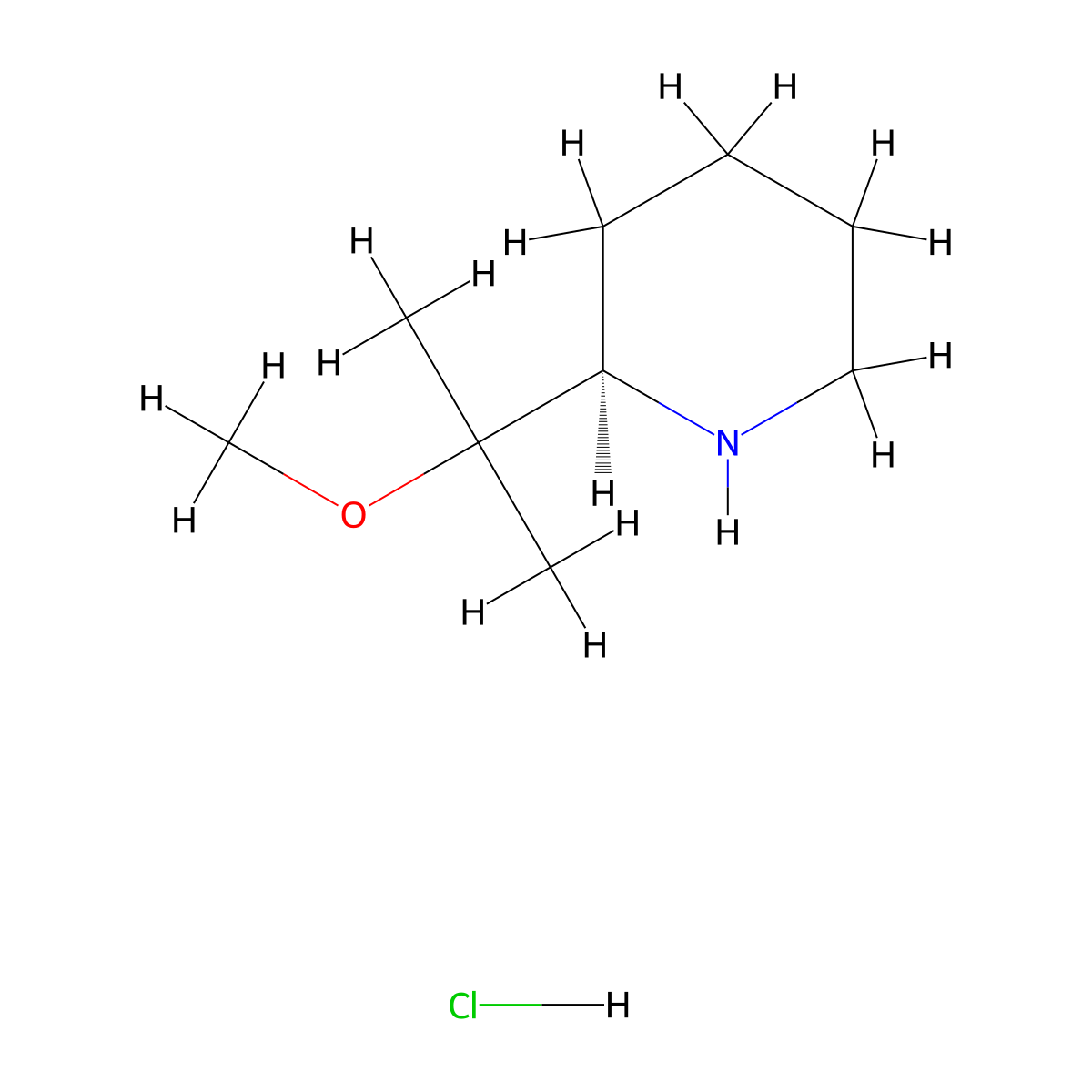 (2R)-2-(2-methoxypropan-2-yl)piperidinehydrochloride molecular structure, CAS 2550997-09-4