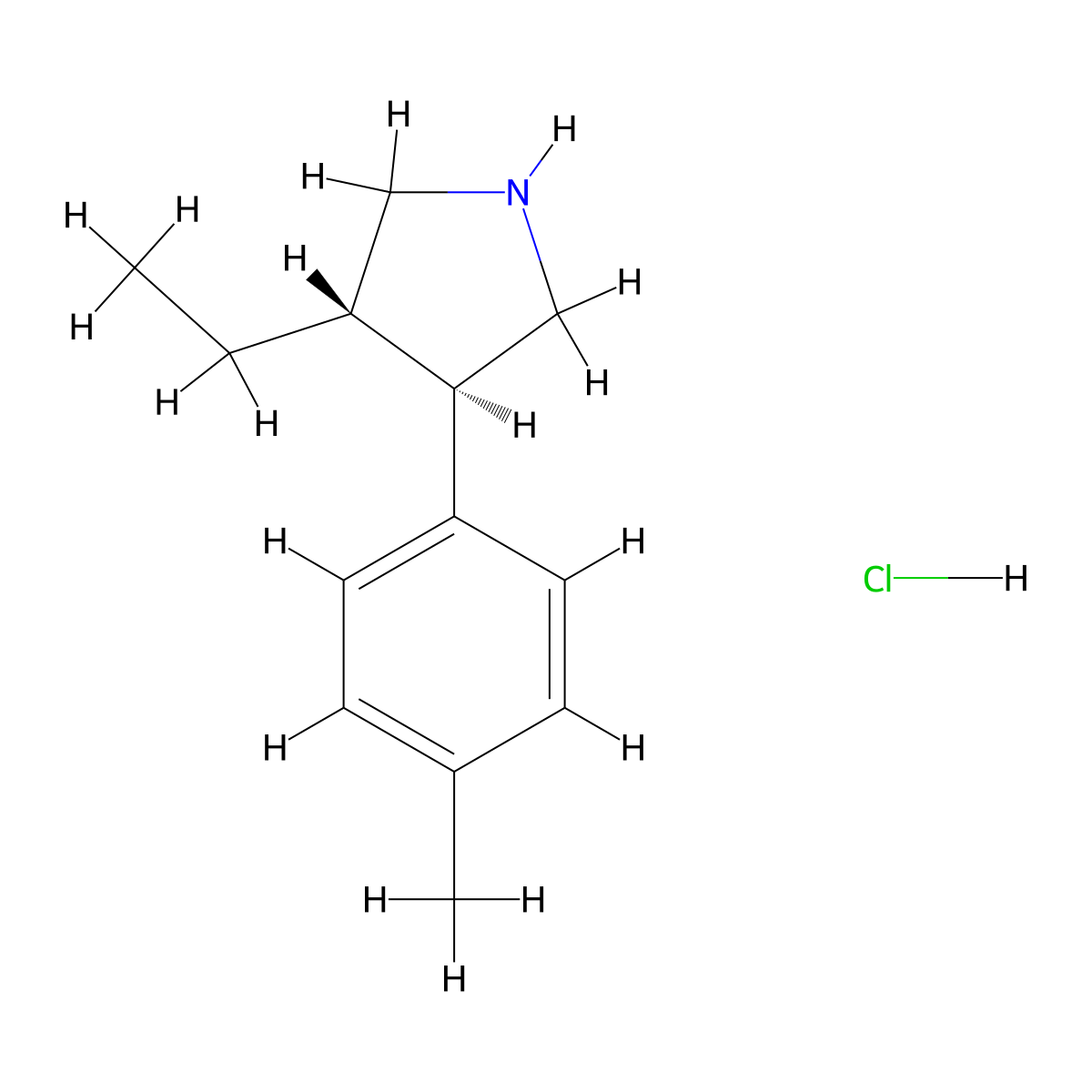 rac-(3R,4S)-3-ethyl-4-(4-methylphenyl)pyrrolidine hydrochloride molecular structure, CAS 2550997-25-4