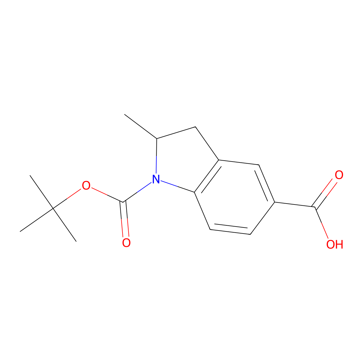 (2S)-1-[(tert-butoxy)carbonyl]-2-methyl-2,3-dihydro-1H-indole-5-carboxylic acid molecular structure, CAS 2550997-33-4