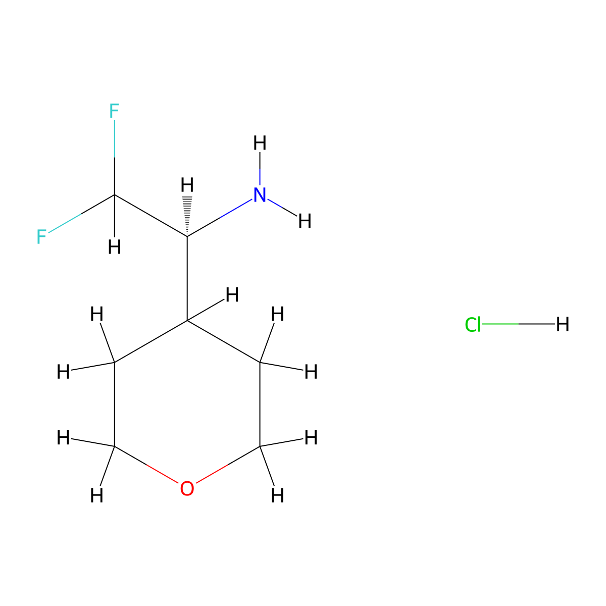(1S)-2,2-Difluoro-1-(oxan-4-yl)ethanamine;hydrochloride molecular structure, CAS 2550997-37-8