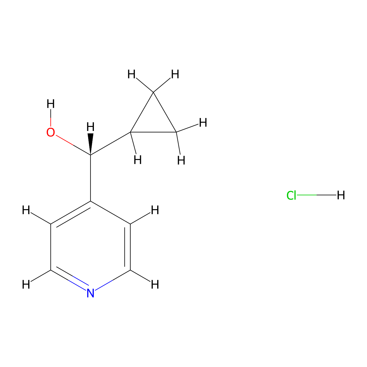 (R)-cyclopropyl(pyridin-4-yl)methanol hydrochloride molecular structure, CAS 2550997-39-0