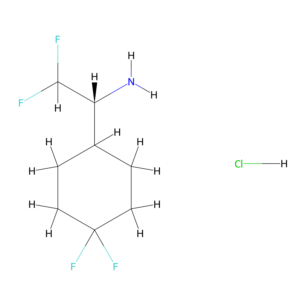 (1R)-1-(4,4-Difluorocyclohexyl)-2,2-difluoroethanamine;hydrochloride molecular structure, CAS 2550997-44-7