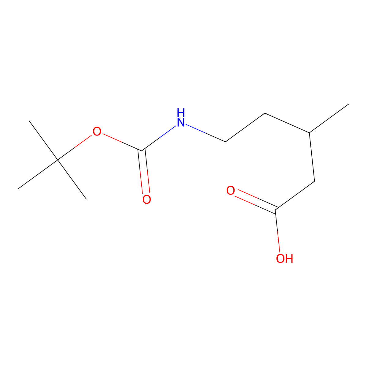 (R)-5-((tert-Butoxycarbonyl)amino)-3-methylpentanoic acid molecular structure, CAS 2550997-53-8