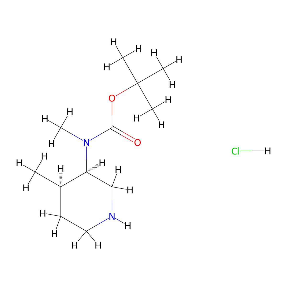 tert-butyl N-methyl-N-[(3R,4R)-4-methylpiperidin-3-yl]carbamate hydrochloride molecular structure, CAS 2550997-62-9
