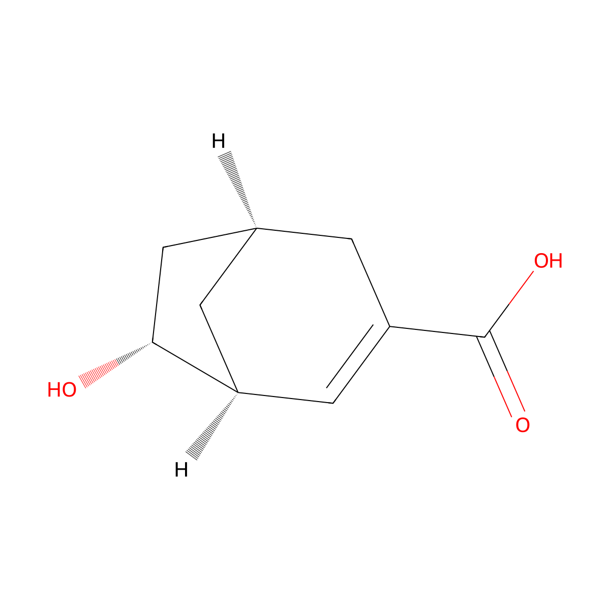 rac-(1R,5S,7S)-7-hydroxybicyclo(3.2.1)oct-2-ene-3-carboxylic acid molecular structure, CAS 2550997-64-1