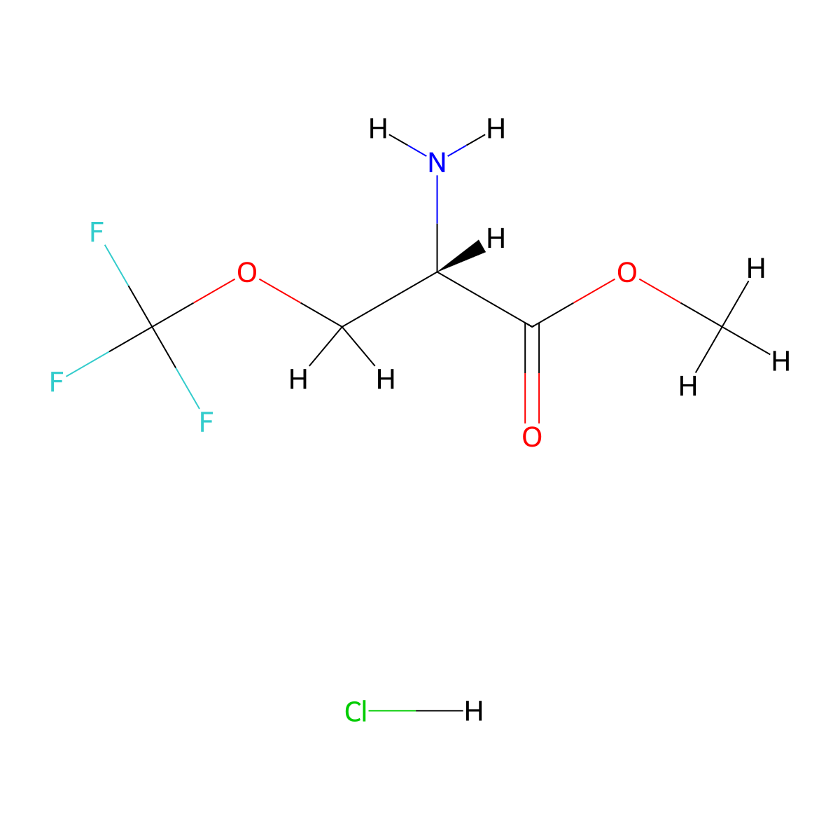 methyl (2S)-2-amino-3-(trifluoromethoxy)propanoate hydrochloride molecular structure, CAS 2550997-70-9