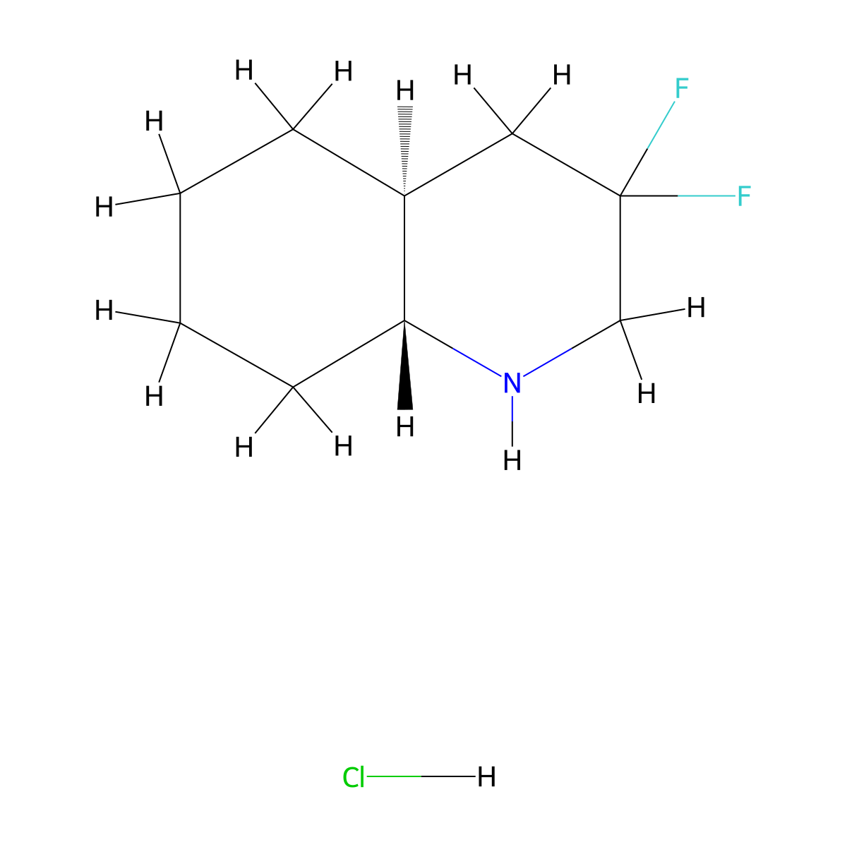 rac-(4aR,8aS)-3,3-difluoro-decahydroquinolinehydrochloride,trans molecular structure, CAS 2550997-71-0