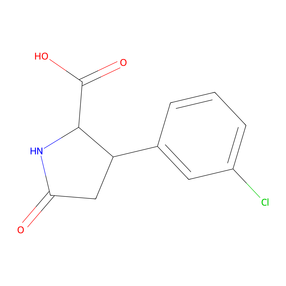 rac-(2R,3S)-3-(3-chlorophenyl)-5-oxopyrrolidine-2-carboxylicacid,trans molecular structure, CAS 2550997-77-6