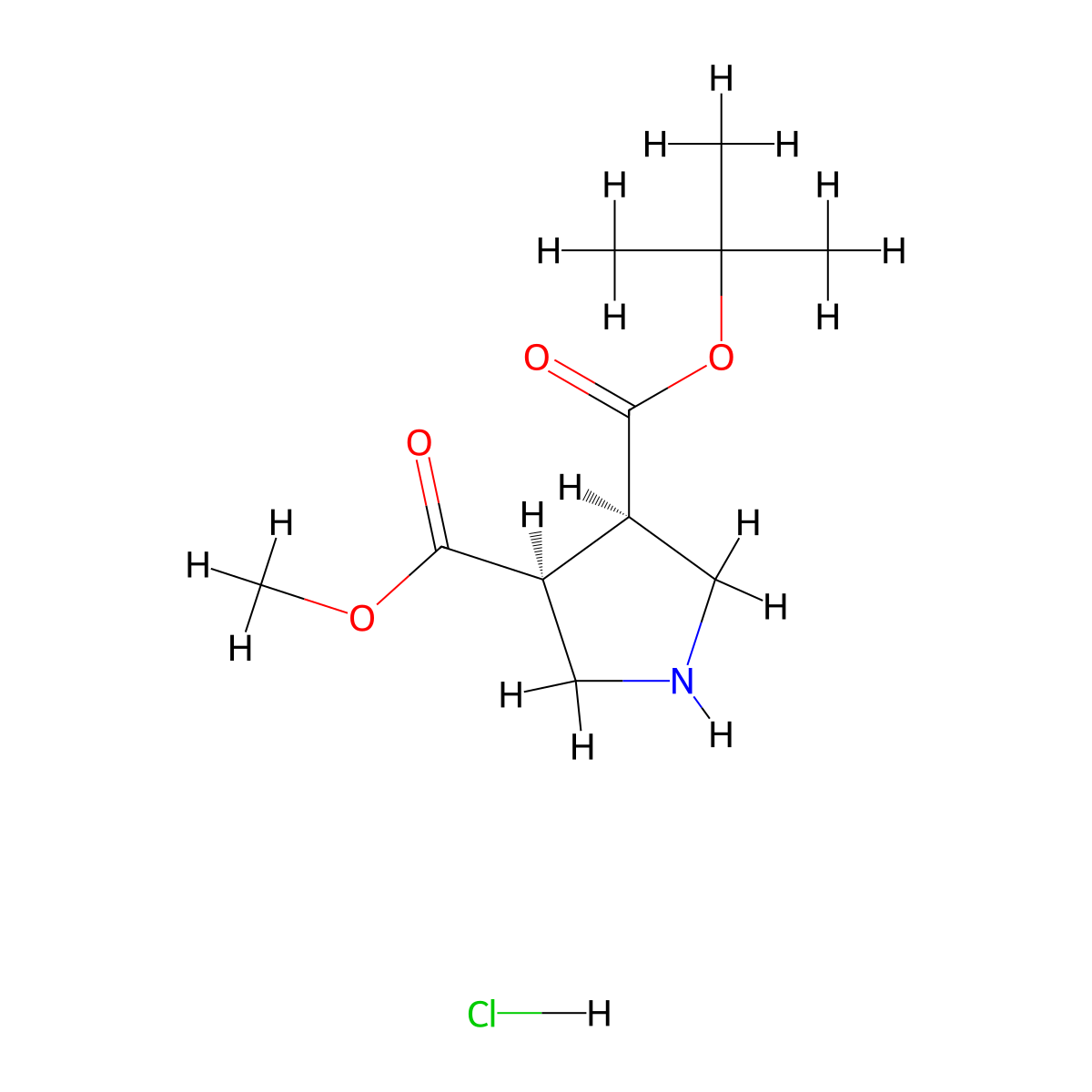 rac-3-tert-butyl 4-methyl (3R,4S)-pyrrolidine-3,4-dicarboxylate hydrochloride molecular structure, CAS 2550997-81-2