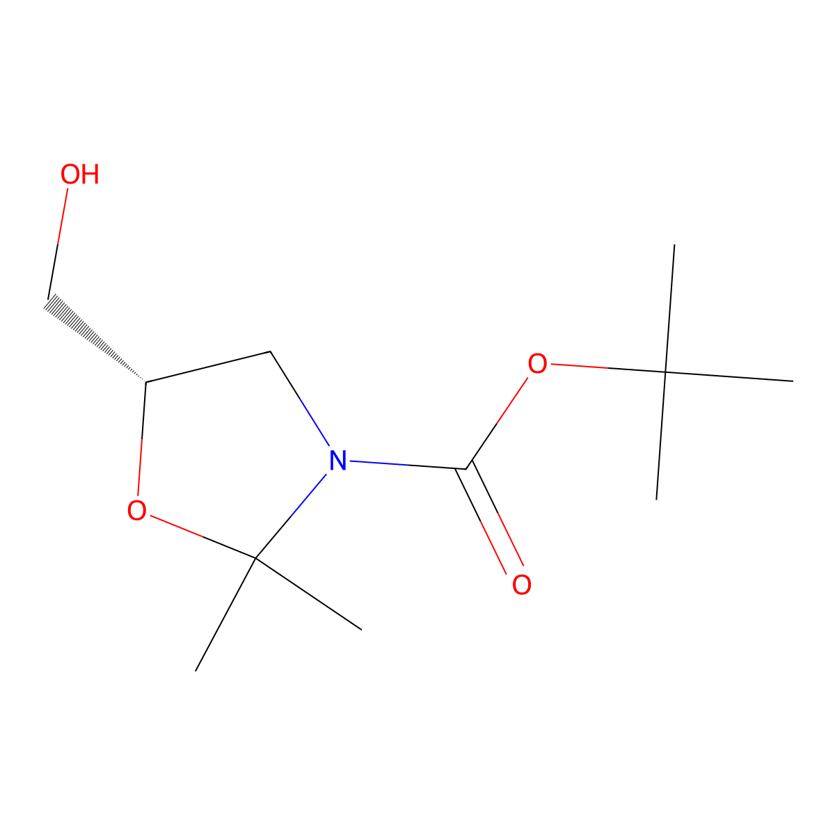 Tert-butyl (5S)-5-(hydroxymethyl)-2,2-dimethyl-1,3-oxazolidine-3-carboxylate molecular structure, CAS 2550997-82-3