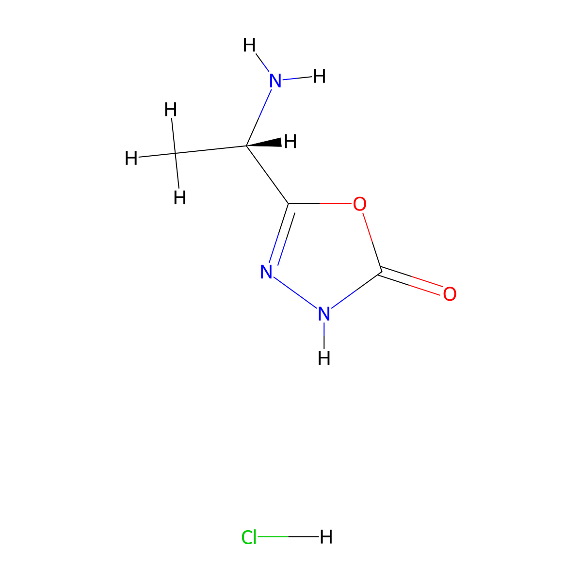 5-[(1S)-1-Aminoethyl]-3H-1,3,4-oxadiazol-2-one;hydrochloride molecular structure, CAS 2550997-83-4