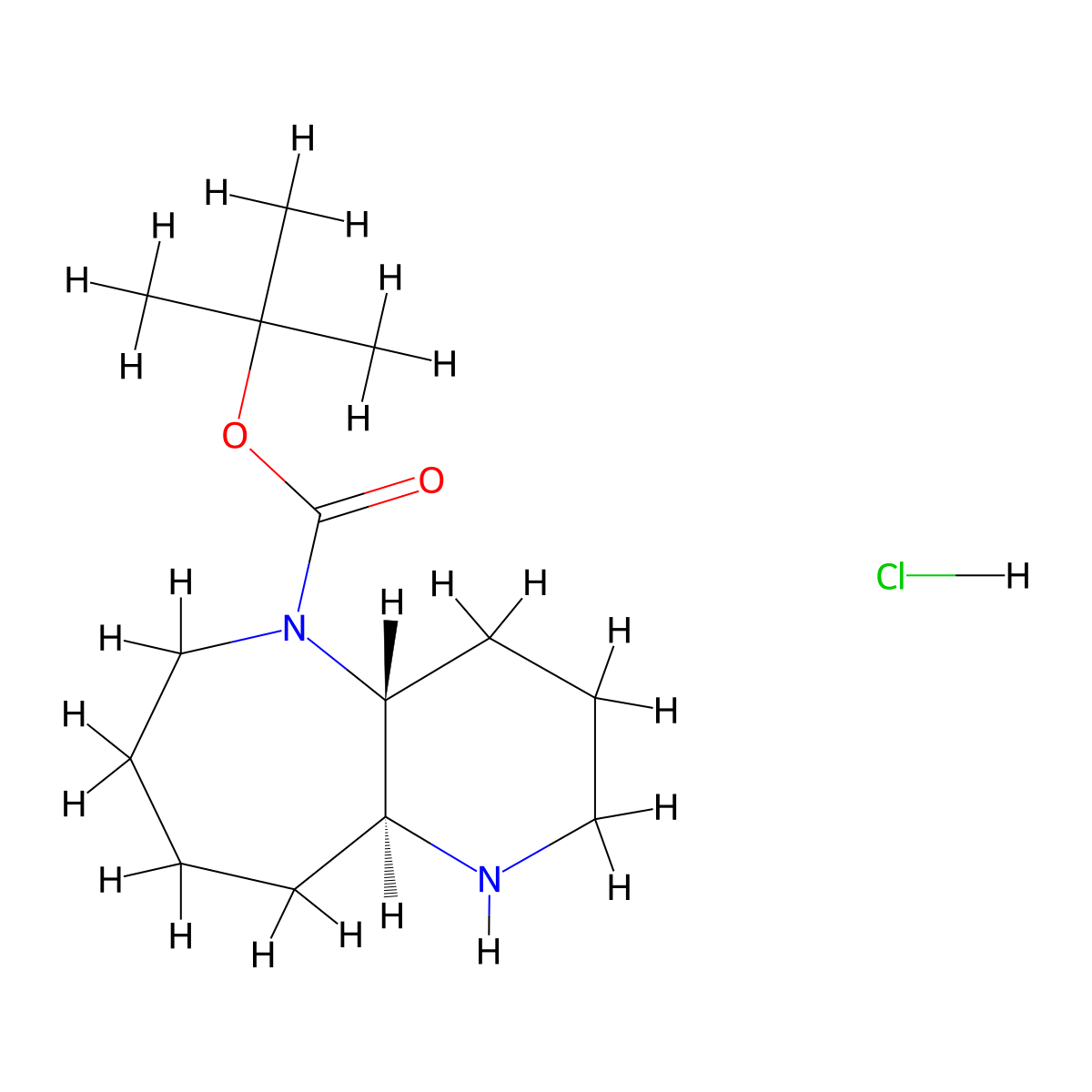 rac-tert-butyl(4aR,9aS)-decahydro-1H-pyrido[3,2-b]azepine-5-carboxylatehydrochloride,trans molecular structure, CAS 2550997-84-5