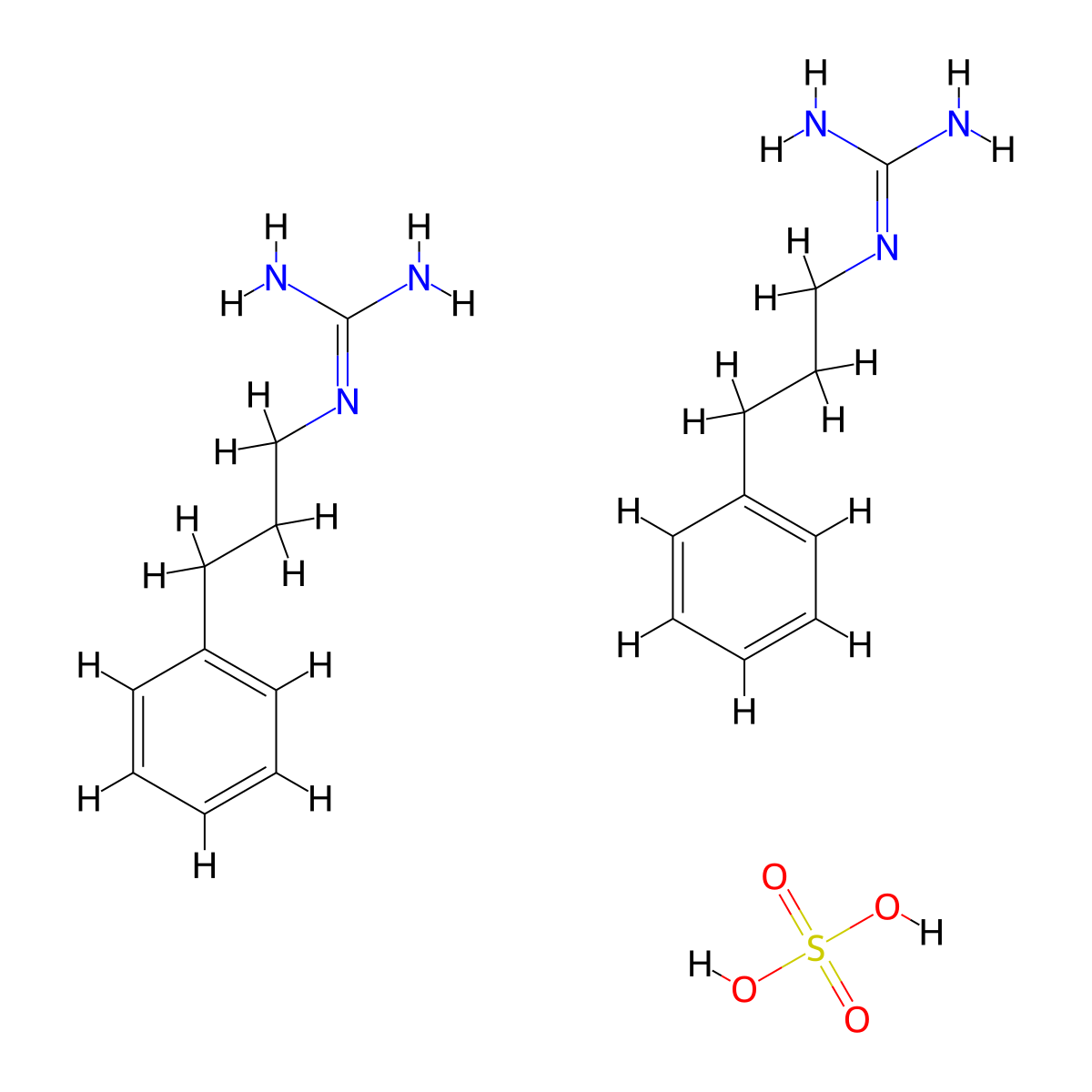3-Phenylpropylguanidine bisulfate molecular structure, CAS 2551-71-5