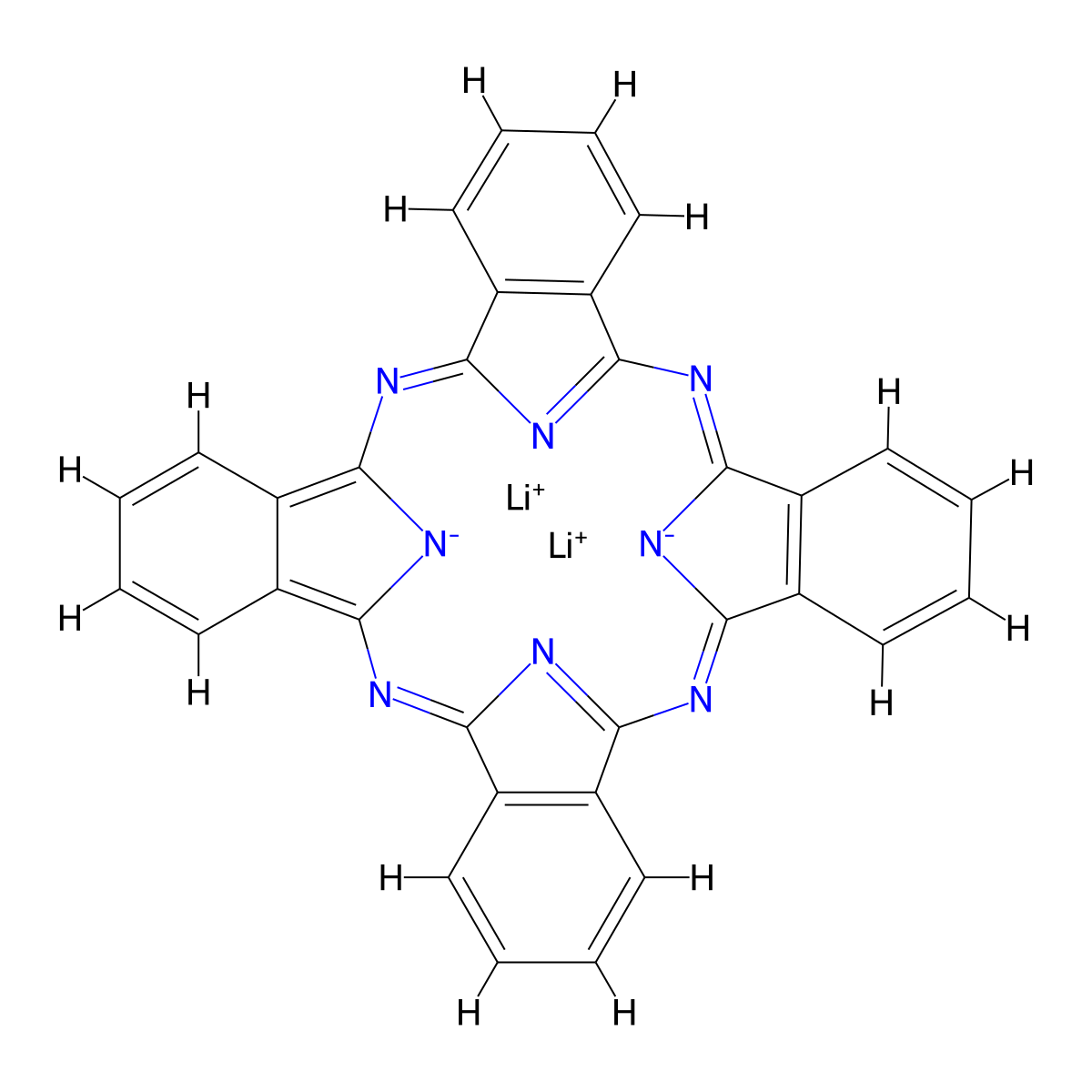 29H,31H-Phthalocyanine, lithium salt (1:2) molecular structure, CAS 25510-41-2
